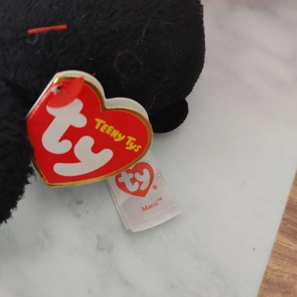 Ty beanie baby| Patsy / Roxie /& Marci pink raccoon & poodle & black teeny Dog - Picture 10 of 10